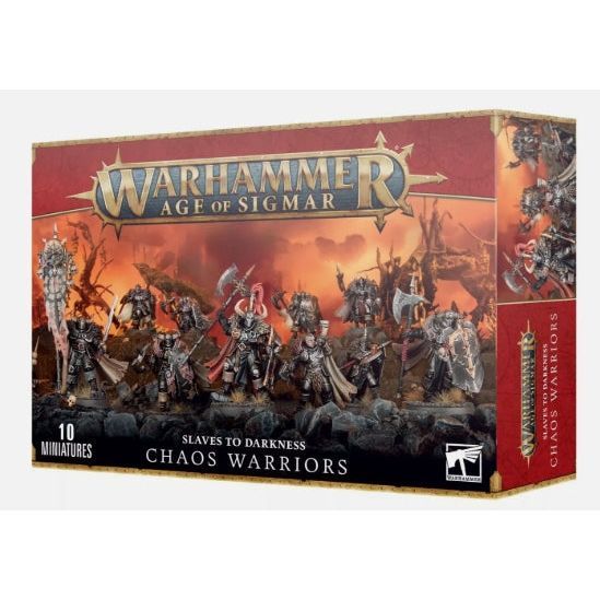 Warhammer: Age of Sigmar Slaves to Darkness Chaos Warriors box set with miniatures.